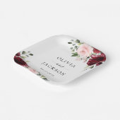 Bourgogne bloemen, roze bloemen, groen, huwelijk papieren bordje (Gebogen)