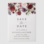 Bourgogne bloemen, roze bloemen, groen, huwelijk vellum uitnodigingen (Voorkant)