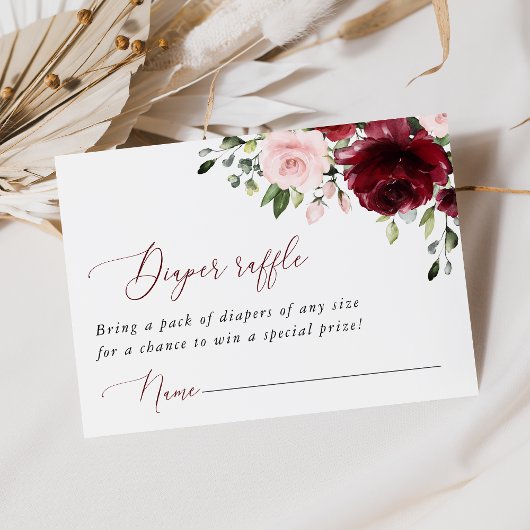 Bourgogne bloemen, roze bloemen, luieraffle informatiekaartje