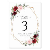 Bourgogne bloemen, roze bloemen, tabelnummers kaart (Achterkant)