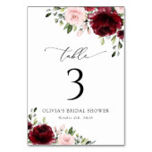 Bourgogne bloemen, roze bloemen, tabelnummers kaart (Achterkant)