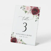 Bourgogne bloemen, roze bloemen, tabelnummers reclamebord met voetstuk (Voorkant)