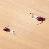 Bourgogne bloemen, roze bloemen, Vrijgezellenfeest Acryl Uitnodigingen (Laagn)