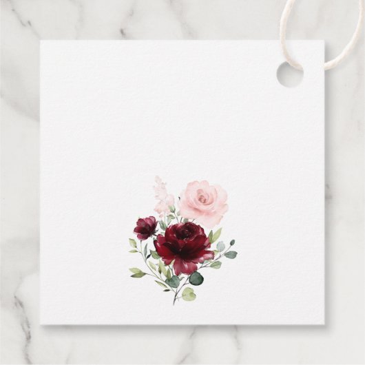 Bourgogne bloemen, roze bloemen, Vrijgezellenfeest Bedankjes Labels (Achterkant)