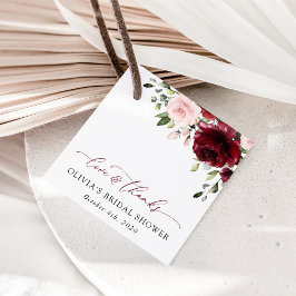 Bourgogne bloemen, roze bloemen, Vrijgezellenfeest Bedankjes Labels