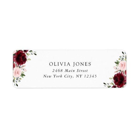 Bourgogne bloemen, roze bloemen, Vrijgezellenfeest Etiket (Voorkant)