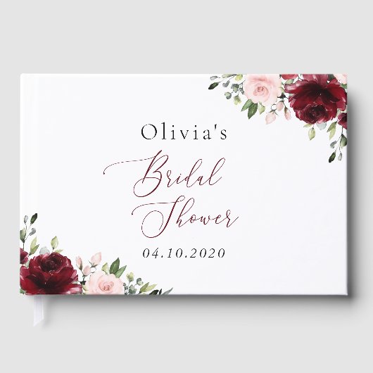 Bourgogne bloemen, roze bloemen, Vrijgezellenfeest Gastenboek (Voorkant)