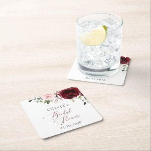 Bourgogne bloemen, roze bloemen, Vrijgezellenfeest Kartonnen Onderzetters