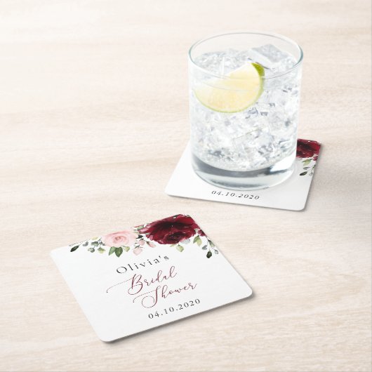 Bourgogne bloemen, roze bloemen, Vrijgezellenfeest Kartonnen Onderzetters (Insitu)