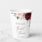 Bourgogne bloemen, roze bloemen, Vrijgezellenfeest Papieren Bekers (Voorkant)