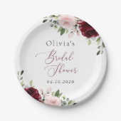 Bourgogne bloemen, roze bloemen, Vrijgezellenfeest Papieren Bordje (Voorkant)