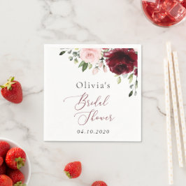 Bourgogne bloemen, roze bloemen, Vrijgezellenfeest Servet