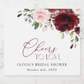 Bourgogne bloemen, roze bloemen, Vrijgezellenfeest Sparkling Wijnetiket (Enkel label)