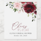 Bourgogne bloemen, roze bloemen, Vrijgezellenfeest Wijn Etiket (Enkel label)