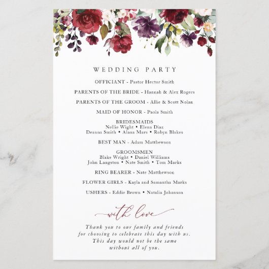 Bourgogne bloemen, roze bloemen, weddenschapsprogr (Achterkant)