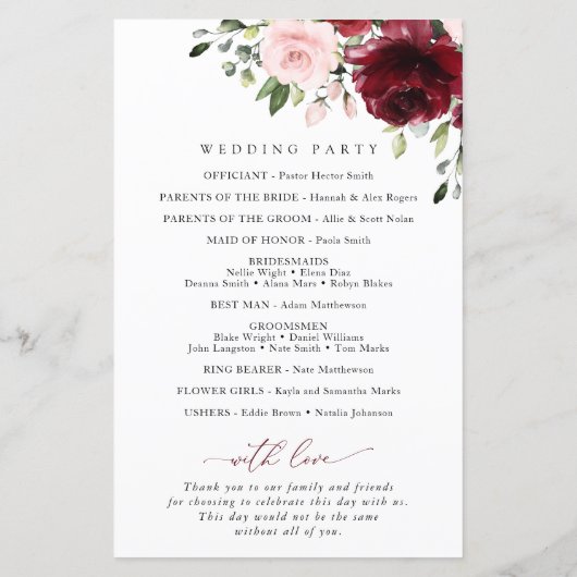 Bourgogne bloemen, roze bloemen, weddenschapsprogr (Achterkant)