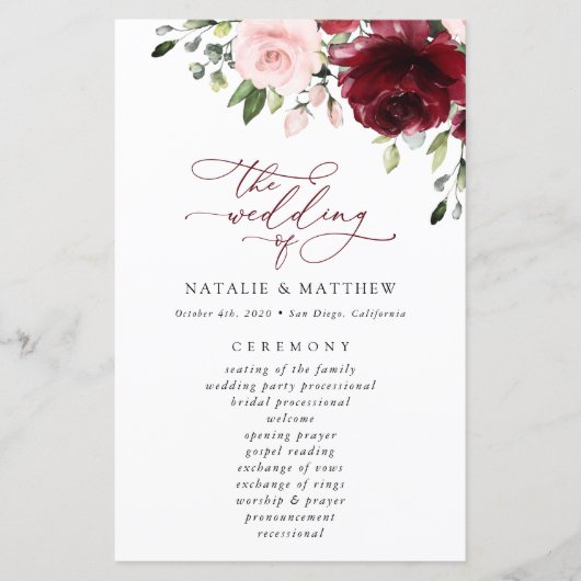 Bourgogne bloemen, roze bloemen, weddenschapsprogr (Voorkant)