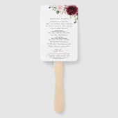 Bourgogne bloemen, roze bloemen, weddenschapsprogr handwaaier (Achterkant)