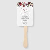 Bourgogne bloemen, roze bloemen, weddenschapsprogr handwaaier (Voorkant)