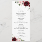 Bourgogne bloemen, roze bloemen, weddenschapsprogr programmakaart (Achterkant)