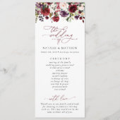 Bourgogne bloemen, roze bloemen, weddenschapsprogr programmakaart (Voorkant)