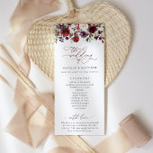 Bourgogne bloemen, roze bloemen, weddenschapsprogr programmakaart