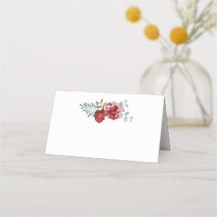 Bourgogne Bloemen Rozen Foliage Boeket Bruiloft Plaatskaartje