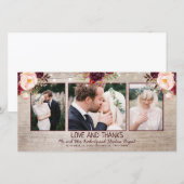 Bourgogne Bloemen Rustiek Land Bruiloft Bedankkaart (Voorkant / Achterkant)