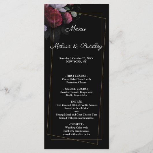 Bourgogne Bloemen Rustiek Menu (Voorkant)