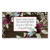 Bourgogne Bloemen Rustieke Marine Blush Save the D Magnetisch Visitekaartje (Voorkant)