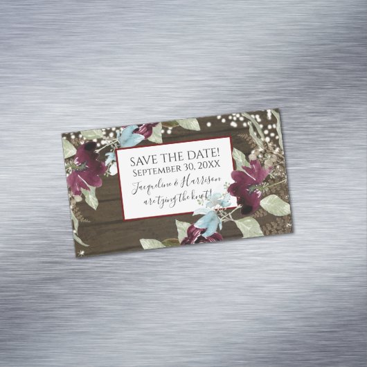 Bourgogne Bloemen Rustieke Marine Blush Save the D Magnetisch Visitekaartje (Voorbeeld)