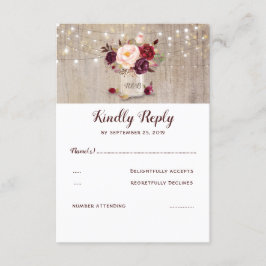 Bourgogne Bloemen Rustieke RSVP Kaartje