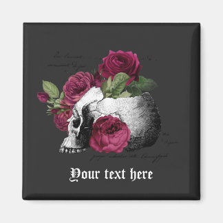 Bourgogne Bloemen Schedel Gotische Bruiloft Magneet