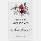 Bourgogne Bloemen Script Vrijgezellenfeest Acryl Bord (Voorkant)