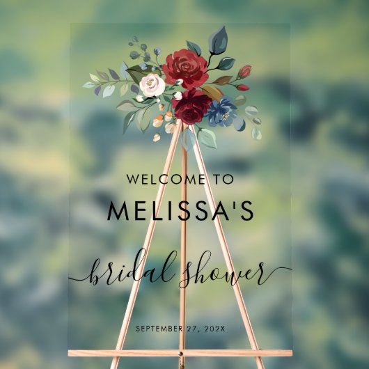 Bourgogne Bloemen Script Vrijgezellenfeest Acryl Bord (Neutraal)