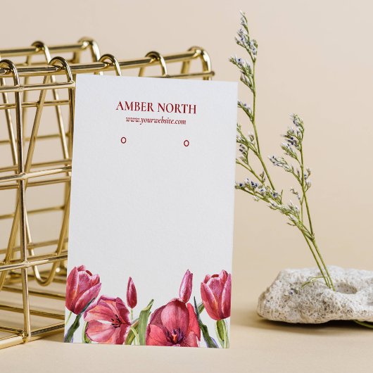 Bourgogne Bloemen Sieraden Oorbel Display Visitekaartje