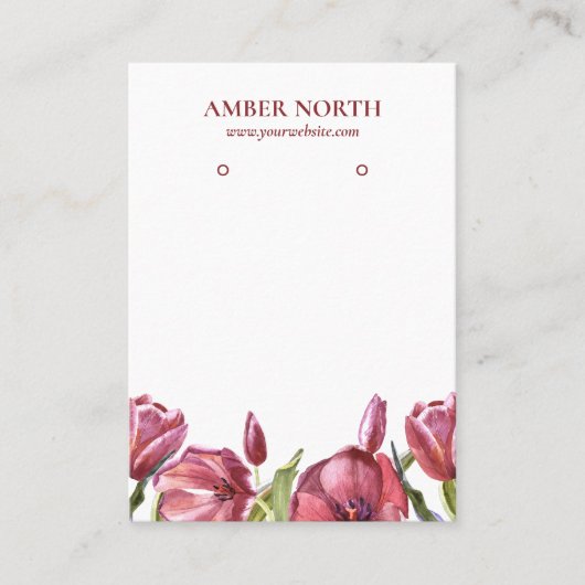 Bourgogne Bloemen Sieraden Oorbel Display Visitekaartje (Voorkant)