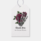 Bourgogne Bloemen Skelet Hand Gotische Bruiloft Cadeaulabel (Voorkant)