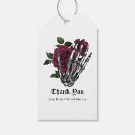 Bourgogne Bloemen Skelet Hand Gotische Bruiloft Cadeaulabel