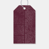 Bourgogne Bloemen Skelet Hand Gotische Bruiloft Cadeaulabel (Achterkant)