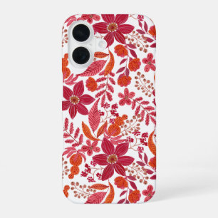 Bourgogne Bloemen Slim Fit Telefoonhoesjes iPhone 16 Hoesje