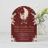 Bourgogne Bloemen Sterren Moon Arch Rood Baby show Kaart (Staand voorkant)