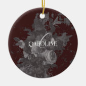 Bourgogne Bloemen Stilleven Stijlvol Keramisch Ornament (Voorkant)