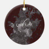 Bourgogne Bloemen Stilleven Stijlvol Keramisch Ornament (Achterkant)