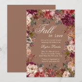 Bourgogne Bloemen Taupe Herfst in Liefde Vrijgezel Kaart (Voorkant / Achterkant)