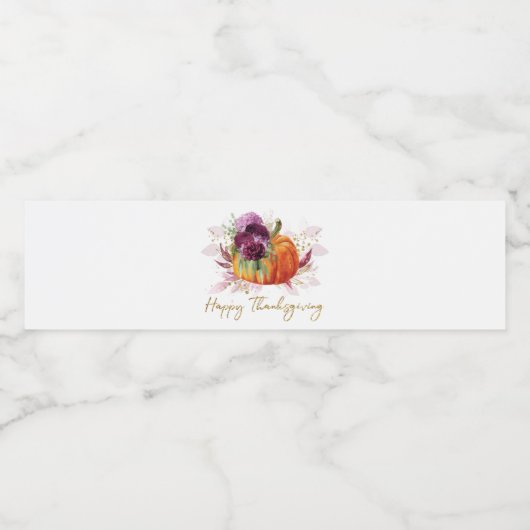 Bourgogne Bloemen Thanksgiving Waterfles Etiket (Enkel label)