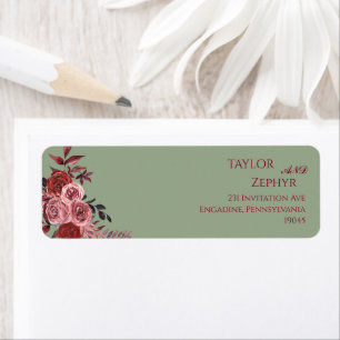 Bourgogne Bloemen Trouwadres Etiket