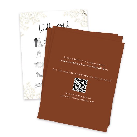 Bourgogne Bloemen Trouwdetails Tijdlijn RSVP Kaartje