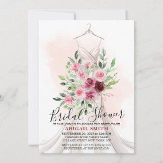Bourgogne Bloemen Trouwjurk Vrijgezellenfeest Kaart