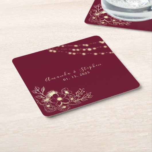 Bourgogne Bloemen Trouwplein Onderzetter (Schuin)